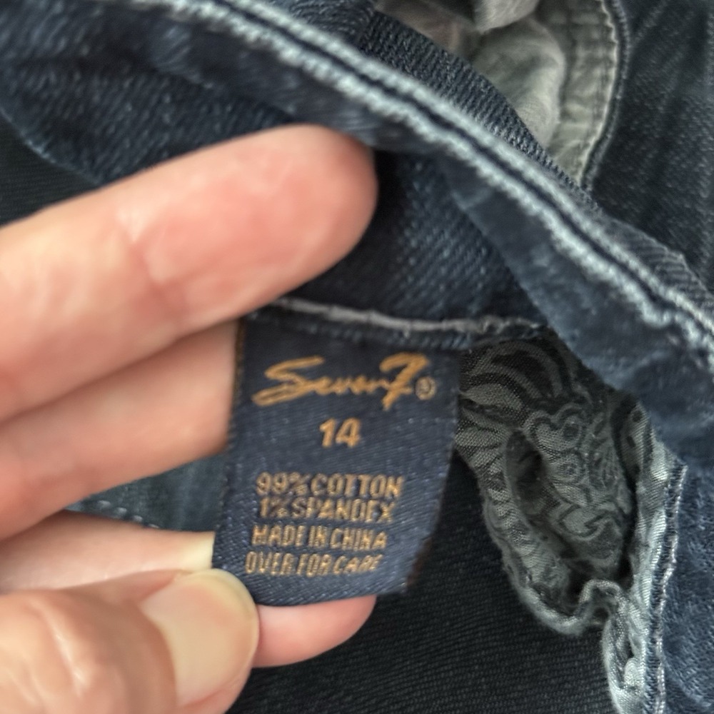 7 for all Mankind Denim Jeans 14 Wide Leg Y2K Pocket Stitching Boot Cut Distress - Picture 11 of 12